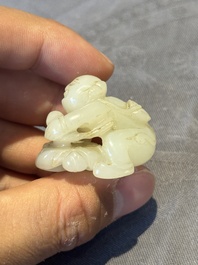 Three Chinese jades and an agate belt hook, Shang and later