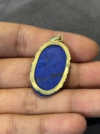 A varied collection of jewellery in jade and lapis lazuli, including gold mounts, China, 19/20th C.