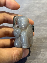 Six Chinese carved jade and agate 'figural' snuff bottles, 19/20th C.