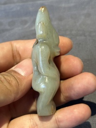 Three Chinese jades and an agate belt hook, Shang and later