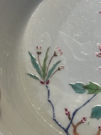 A Chinese famille rose 'peony' plate, Yongzheng mark and possibly of the period