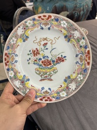 Four Chinese famille rose plates with floral design, Qianlong