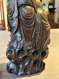 A large Chinese carved bamboo group of 'Hehe Erxian', 17th C.