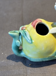 Two Chinese famille rose and turquoise-glazed water droppers, Kangxi/Qianlong