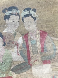Chinese school: 'Flowers', ink and colour on paper, Cixi seal mark, 19th C.