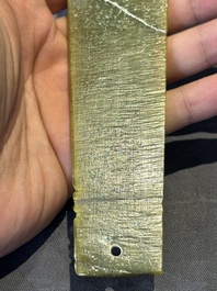 Three Chinese green nephrite jade ceremonial blades, Shang, 12th C. B.C.