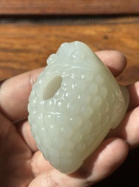 A Chinese white jade water pot in the shape of a three-legged toad, Qing