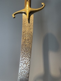 A silver plated dagger and four swords, China, Burma and Indonesia, 18/19th C.
