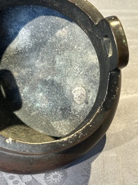 A Chinese bronze tripod censer, Ding 鼎 mark, Yuan/Ming