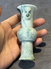 Two small Chinese jade vases and two snuff bottles, 19th C.