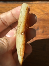 A Chinese white and russet jade mandarin fish or Chinese perch, Yuan
