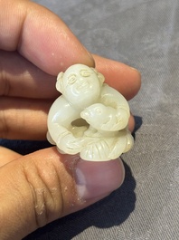 Three Chinese jades and an agate belt hook, Shang and later