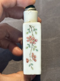Six various Chinese famille rose snuff bottles, Zhou Hongkui 周洪葵造 mark, 19th C.