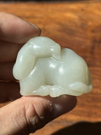 A Chinese white jade carving of a reclining camel, Qing