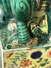 A pair of Chinese famille verte Buddhist lions, 19th C.