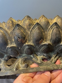 A large Chinese bronze lotus throne, Ming