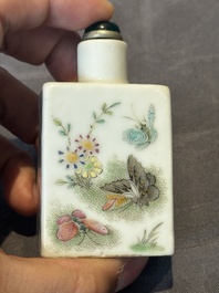 Six various Chinese famille rose snuff bottles, Zhou Hongkui 周洪葵造 mark, 19th C.