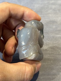 Six Chinese carved jade and agate 'figural' snuff bottles, 19/20th C.