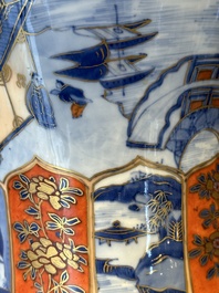 A Chinese blue and white Dutch-decorated 'landscape' vase, Kangxi