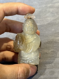 Six Chinese carved jade and agate 'figural' snuff bottles, 19/20th C.