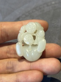 Three Chinese jades and an agate belt hook, Shang and later