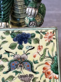 A pair of Chinese famille verte Buddhist lions, 19th C.