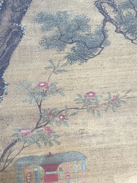 Chinese school: 'Flowers', ink and colour on paper, Cixi seal mark, 19th C.