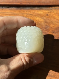 A Chinese white jade water pot in the shape of a three-legged toad, Qing