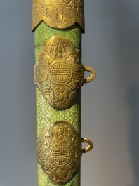 A silver plated dagger and four swords, China, Burma and Indonesia, 18/19th C.