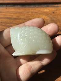 A Chinese white jade water pot in the shape of a three-legged toad, Qing