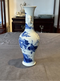 A fine Chinese blue and white vase with narrative design, Kangxi