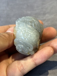 Five Chinese jade and hardstone snuff bottles, 20th C.