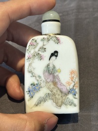 Six various Chinese famille rose snuff bottles, Zhou Hongkui 周洪葵造 mark, 19th C.