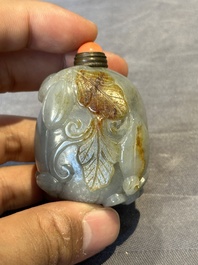 Five Chinese jade and hardstone snuff bottles, 20th C.