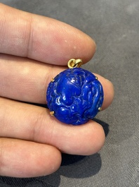 A varied collection of jewellery in jade and lapis lazuli, including gold mounts, China, 19/20th C.
