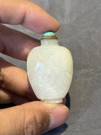Six various Chinese hardstone and jade snuff bottles, 19/20th C.