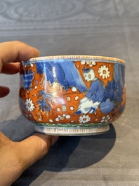 A Chinese English-decorated blue and white censer, Kangxi