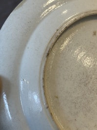 Three unusual Chinese Canton famille rose plates, 19th C.
