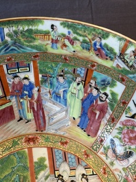 A large Chinese Canton famille rose bowl with a bronze stand, 19th C.