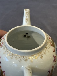 A Chinese famille rose Meissen-style teapot and stand, Qianlong