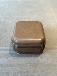 A rare Chinese rectangular bronze box and cover, Ming