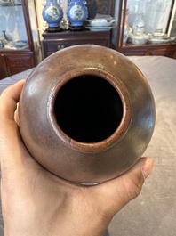 An unusual and large Chinese bronze vase, Ming