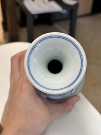 A rare Chinese blue and white, celadon-and-ge-glazed triple gourd vase, Kangxi
