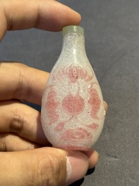 Eight Chinese Peking glass snuff bottles, Qianlong mark, 19/20th C.