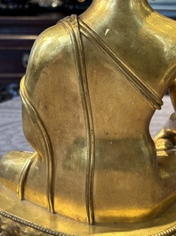 A rare Chinese gilt bronze Buddha Shakyamuni, 18th C.