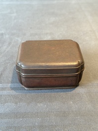 A rare Chinese rectangular bronze box and cover, Ming