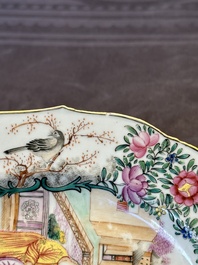 Two fine Chinese Canton famille rose 'mandarin subject' plates, Qianlong