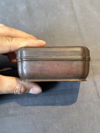 A rare Chinese rectangular bronze box and cover, Ming