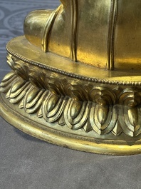 A rare Chinese gilt bronze Buddha Shakyamuni, 18th C.