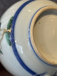 A Chinese famille verte teapot and a famille rose black-ground teapot, Kangxi/Yongzheng